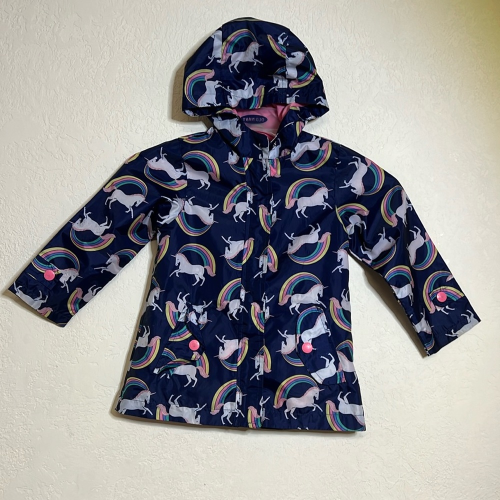 Carter's Navy Unicorn & Rainbow Hooded Raincoat